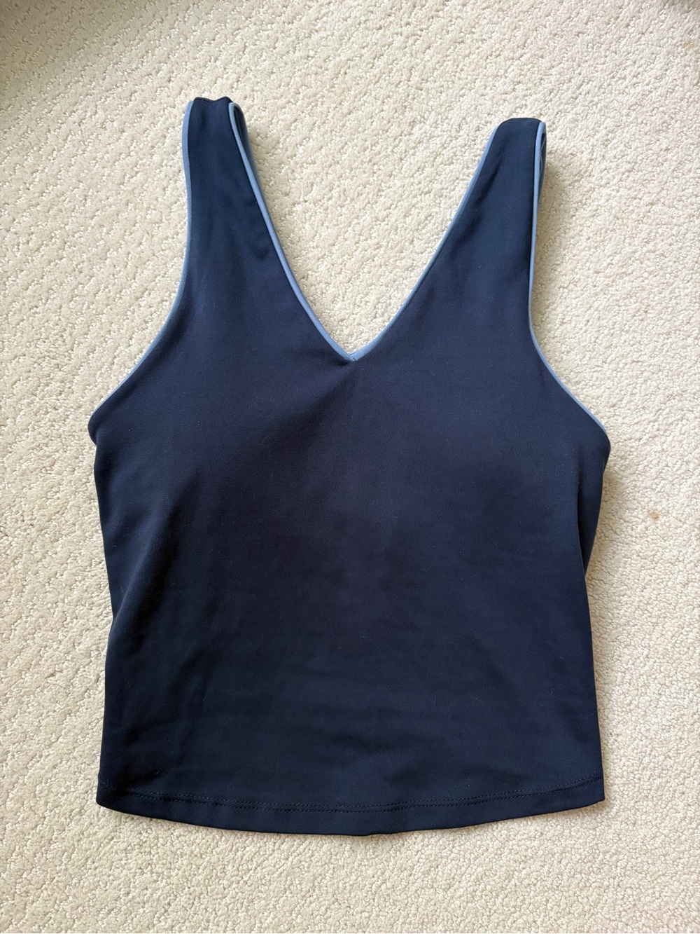 Jockey Cropped Tank Top w/ Built In Bra - Navy Size S